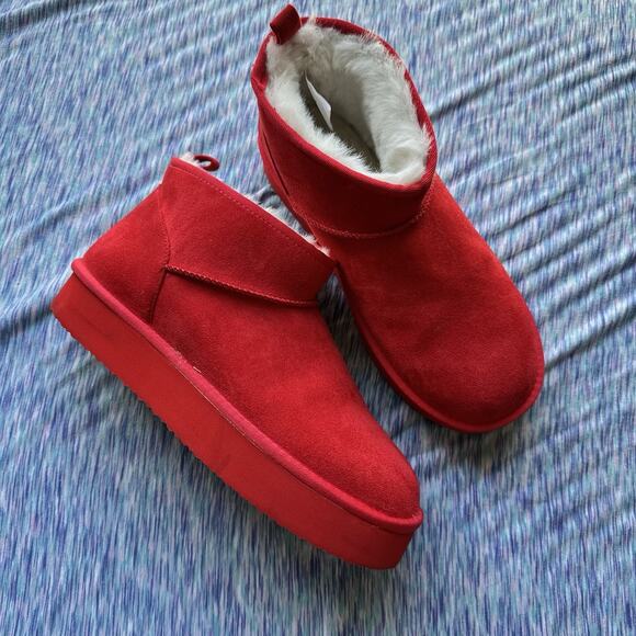 AERIE FAUX SUEDE CLASSIC PLATFORM ANKLE BOOTS SIZE 10 - Picture 2 of 9